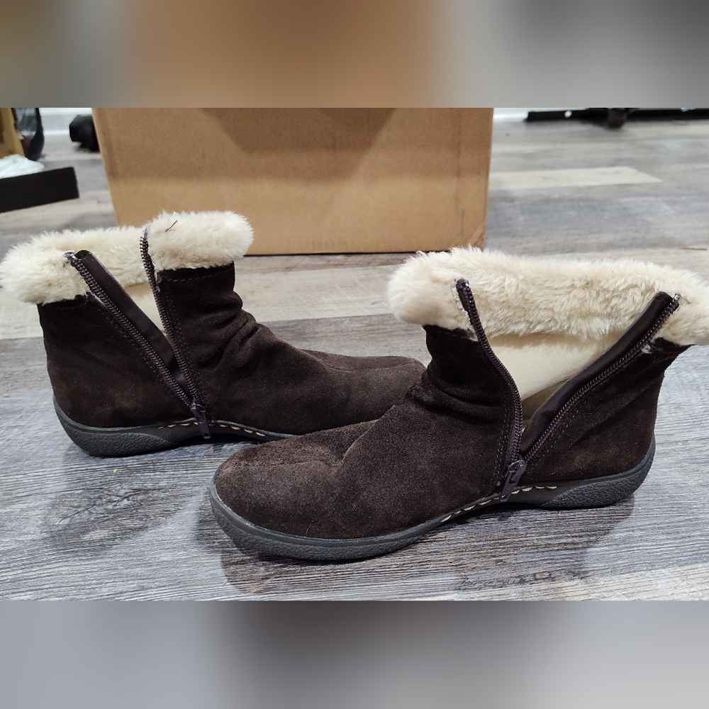 Bass-Natasha women's brown ankle boots with faux shearling, size 8m - Picture 7 of 11